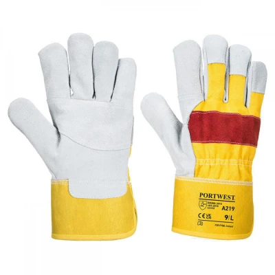 A219 - Mănuși Clasic Chrome Rigger / Portwest / Piele cu textil
