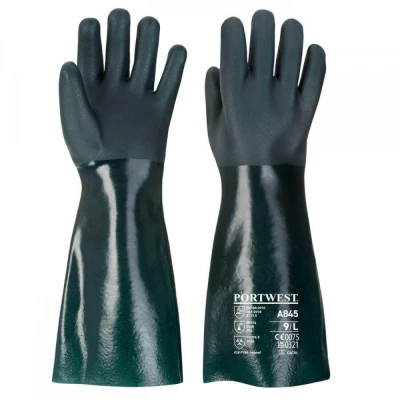 A845 - Mănuși Double Dippeddin PVC 45 cm / Portwest / Antichimice din PVC