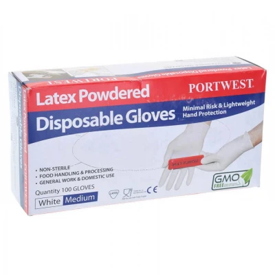 A910 - Mănuși de unică folosință din latex pudrate / Portwest / Unica folosinta