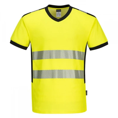 PW310 - Tricou PW3 HiVis cu guler in V / Portwest / Reflectorizanta