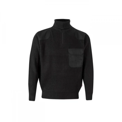 Pulover pe gât, cu fermoar scurt, din tricot gros  / Velilla / Pentru agenti de paza