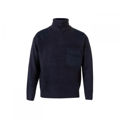 Pulover pe gât, cu fermoar scurt, din tricot gros  / Velilla / Pentru agenti de paza