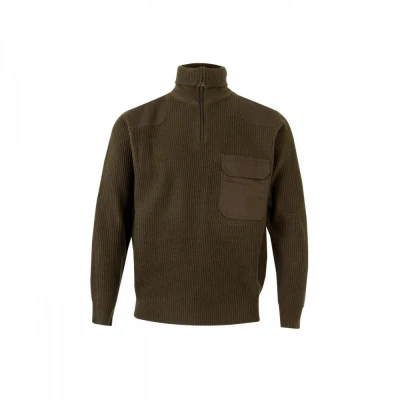 Pulover pe gât, cu fermoar scurt, din tricot gros  / Velilla / Pentru agenti de paza