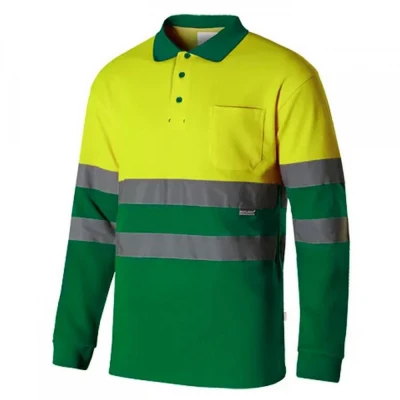 Tricou polo din bumbac, cu mânecă lungă, de înaltă / Velilla / Reflectorizanta