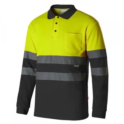 Tricou polo din bumbac, cu mânecă lungă, de înaltă / Velilla / Reflectorizanta