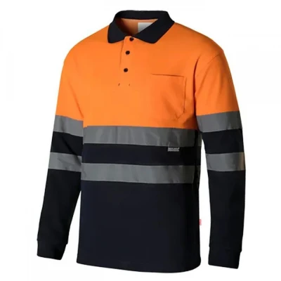 Tricou polo din bumbac, cu mânecă lungă, de înaltă / Velilla / Reflectorizanta