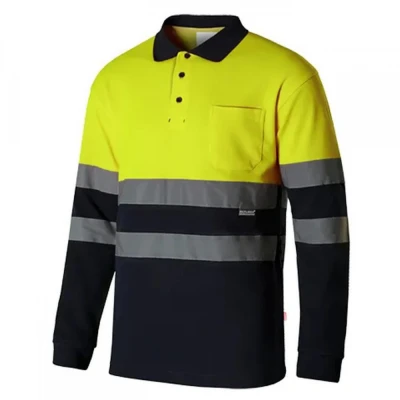 Tricou polo din bumbac, cu mânecă lungă, de înaltă / Velilla / Reflectorizanta