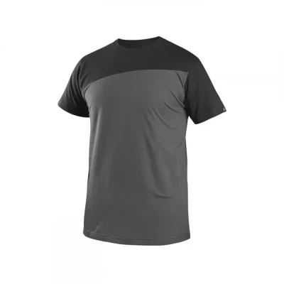 Tricou CXS OLSEN, mânecă scurtă, gri închis-negru / CXS / Tricouri la baza gatului