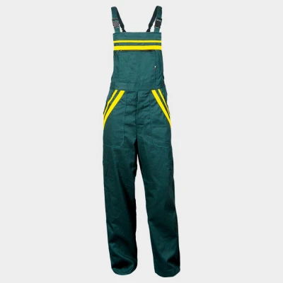 Salopetă de lucru LT1 VERDE / Stenso / Pantaloni salopeta cu pieptar
