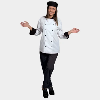 Tunică pentru bucătar NAPOLI ALB/NEGRU / Stenso / Imbracaminte bucatari