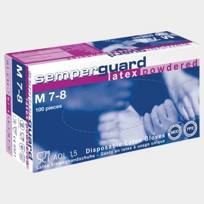 Mănuși de unică folosință din latex SEMPERGUARD LATEX POWDERED / Stenso / Unica folosinta