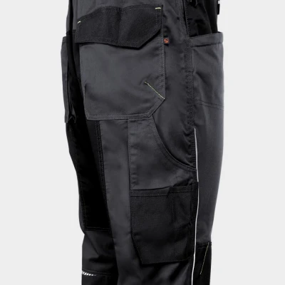 Salopetă de lucru PRISMA SPANDEX GRI/NEGRU / Stenso / Pantaloni salopeta cu pieptar