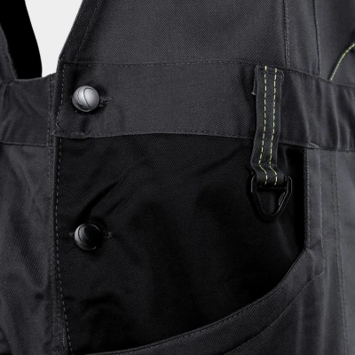 Salopetă de lucru PRISMA SPANDEX GRI/NEGRU / Stenso / Pantaloni salopeta cu pieptar