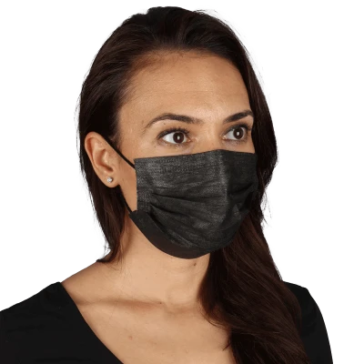 Mască medicală SANI EVO NEAGRĂ - TYPE IIR - 50 buc. / Stenso / Semimasti chirurgicale cu 3 pliuri