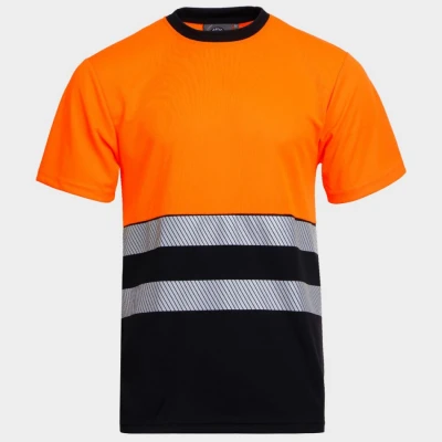 Tricou reflectorizant PRISMA HV PORTOCALIU/NEGRU / Stenso / Reflectorizanta