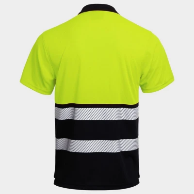 Polo tricou reflectorizant PRISMA HV GALBEN/NEGRU / Stenso / Reflectorizanta