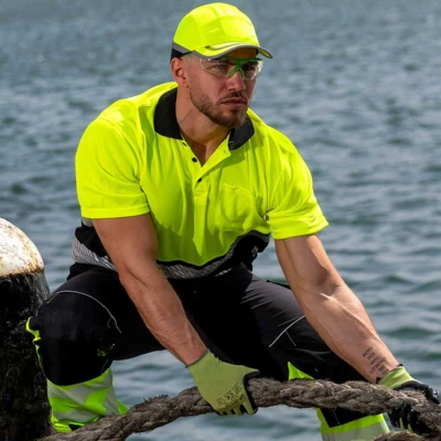 Polo tricou reflectorizant PRISMA HV GALBEN/NEGRU / Stenso / Reflectorizanta