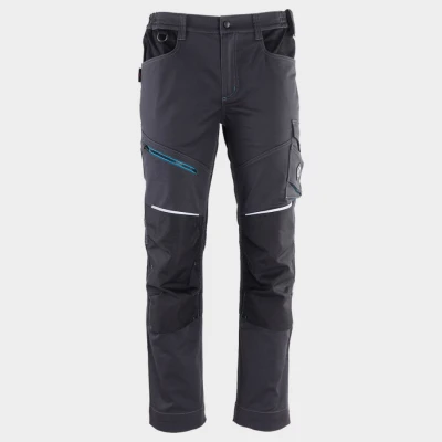 Pantaloni de lucru REVOLT 4STRETCH GREY/BLACK/PETROL / Stenso / Pantaloni salopeta talie