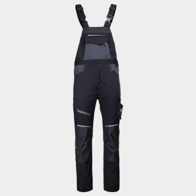 Salopetă de lucru REVOLT 4STRETCH NEGRU/GRI ÎNCHIS/GRI / Stenso / Pantaloni salopeta cu pieptar