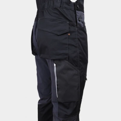 Salopetă de lucru REVOLT 4STRETCH NEGRU/GRI ÎNCHIS/GRI / Stenso / Pantaloni salopeta cu pieptar