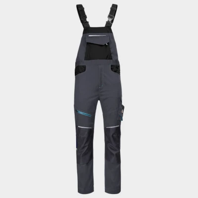 Salopetă de lucru REVOLT 4STRETCH GRI/NEGRU/PETROL / Stenso / Pantaloni salopeta cu pieptar