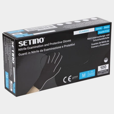 Mănuși de unică folosință din nitril SETINO NITRIL NEGRU / Stenso / Unica folosinta