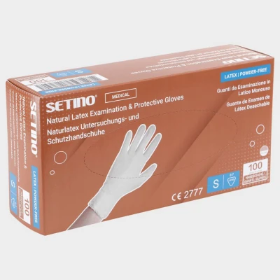 Mănuși din latex de unică folosință SETINO LATEX ALB PF / Stenso / Unica folosinta