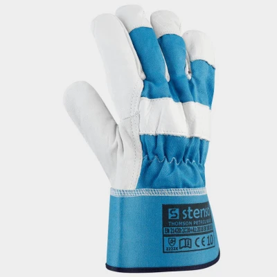 Mănuși din piele și material textil THOMSON ALBASTRU PETROL / Stenso / Piele cu textil