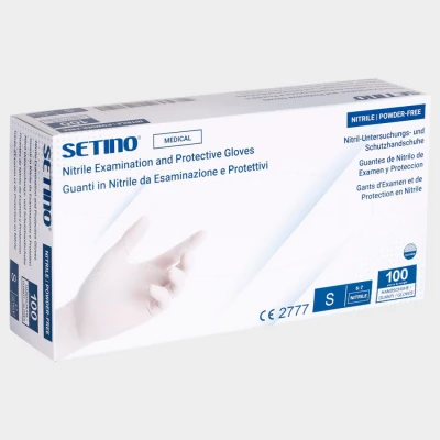 Mănuși din nitril fără pudră SETINO NITRILE WHITE / Stenso / Unica folosinta