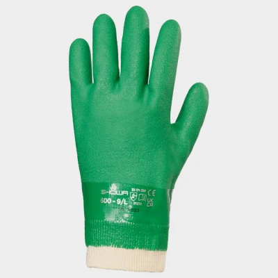 Mănuși topite în PVC SHOWA 600 / Stenso / Antichimice din nitril