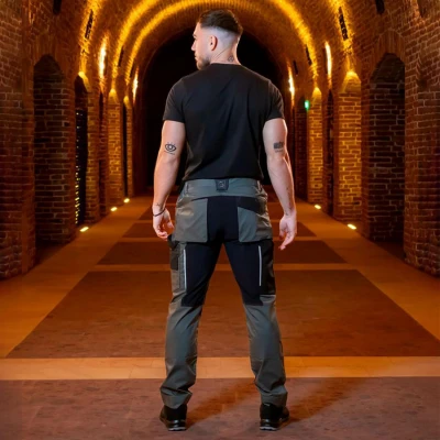 Pantaloni de lucru REVOLT LIGHT STRETCH GREEN / Stenso / Pantaloni salopeta talie