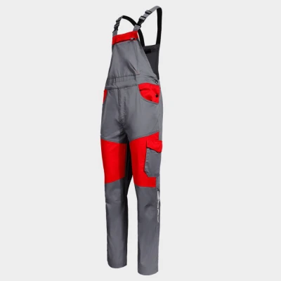 Salopetă de lucru EOS STRETCH RED/GREY / Stenso / Pantaloni salopeta cu pieptar