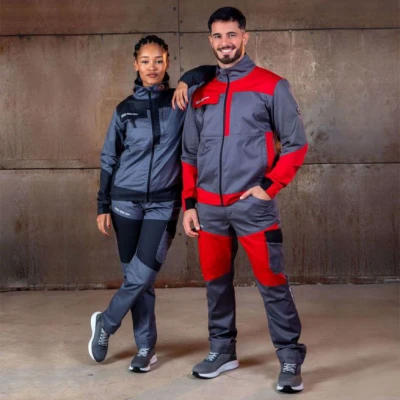 Pantaloni de lucru EOS STRETCH RED/GREY / Stenso / Pantaloni salopeta talie