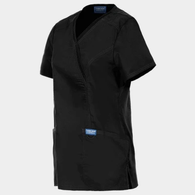 Tunică medicală de damă CHEROKEE WRAP NEGRU WWE610 / Stenso / Sanitara, Asistenti medicali, Curatenie