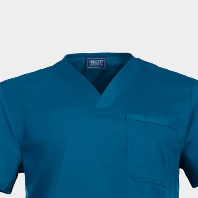 Tunică medicală de bărbat CHEROKEE V-NECK CARIBBEAN BLUE WWE670 / Stenso / Sanitara, Asistenti medicali, Curatenie