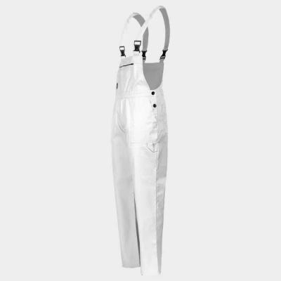 Pantaloni de salopete PLUTONN T/C ALB / Stenso / Pantaloni salopeta cu pieptar