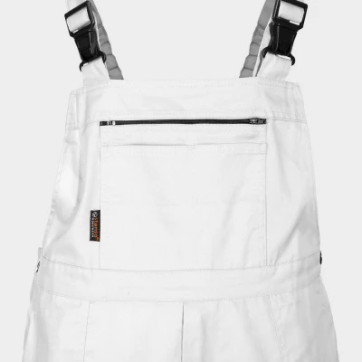 Pantaloni de salopete PLUTONN T/C ALB / Stenso / Pantaloni salopeta cu pieptar