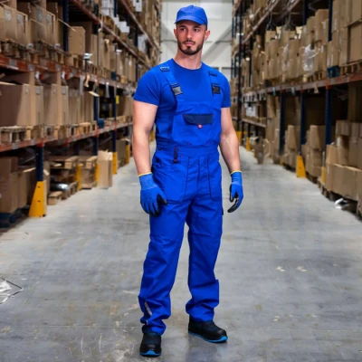 Pantaloni de salopete PRISMA LIGHT STRETCH ALBASTRU REGAL/ALBASTRU ÎNCHIS / Stenso / Pantaloni salopeta cu pieptar