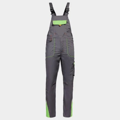 Pantaloni de salopete PRISMA LIGHT STRETCH GRI/VERDE / Stenso / Pantaloni salopeta cu pieptar