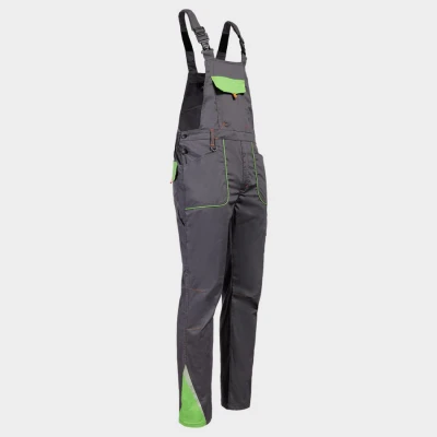 Pantaloni de salopete PRISMA LIGHT STRETCH GRI/VERDE / Stenso / Pantaloni salopeta cu pieptar