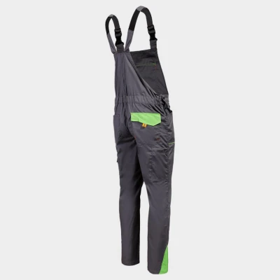 Pantaloni de salopete PRISMA LIGHT STRETCH GRI/VERDE / Stenso / Pantaloni salopeta cu pieptar