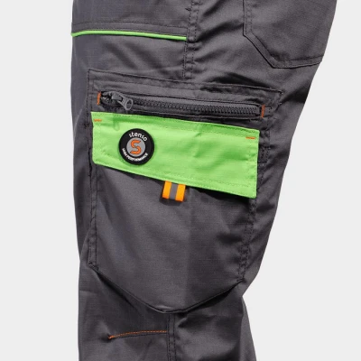 Pantaloni de salopete PRISMA LIGHT STRETCH GRI/VERDE / Stenso / Pantaloni salopeta cu pieptar
