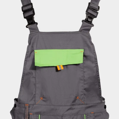 Pantaloni de salopete PRISMA LIGHT STRETCH GRI/VERDE / Stenso / Pantaloni salopeta cu pieptar