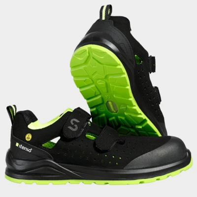 Sandale de protectie JETT S1PS ESD NEGRU/VERDE / Stenso / Sandale protectie S1PS