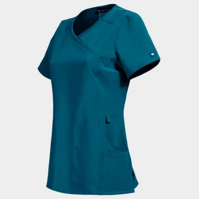 Tunică medicală pentru femei CHEROKEE WRAP PETROL CKE2625A / Stenso / Sanitara, Asistenti medicali, Curatenie