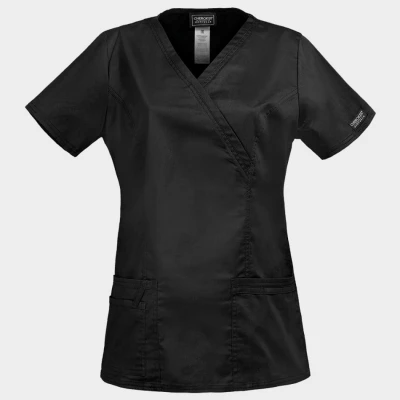 Tunică medicală pentru femei CHEROKEE WRAP NEGRU WWE4728 / Stenso / Sanitara, Asistenti medicali, Curatenie