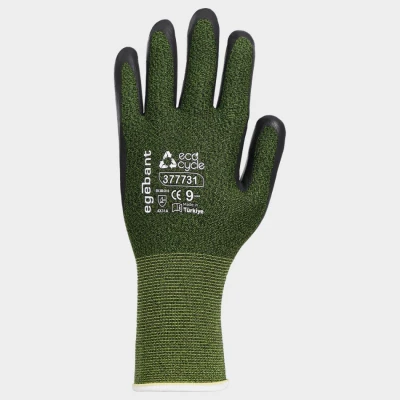 Mănuși tricotate ecologice topite în nitril EGEBANT ECOCYCLE GREEN / Stenso / Textile impregnate in nitril
