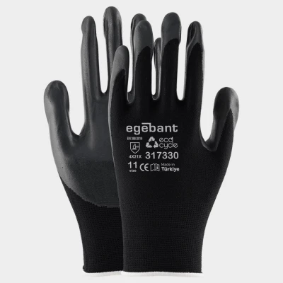 Mănuși din nitril ecologic tricotat EGEBANT SANFOAM BLACK / Stenso / Textile impregnate in nitril