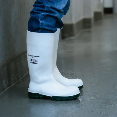 Cizme de protecție DUNLOP WORK-IT S4 SR FO LG ALB / Stenso / Cizme protectie PVC, apa noroi, galosi PVC