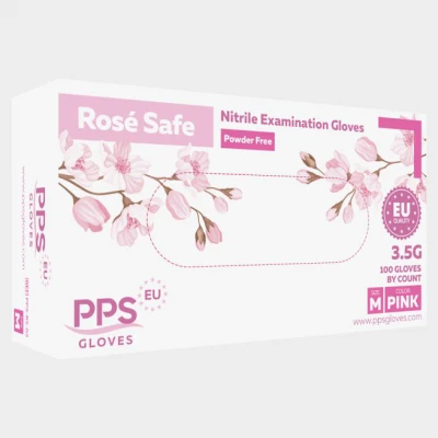 Mănuși de nitril fără pudră PPS ROSE SAFE PF / Stenso / Unica folosinta